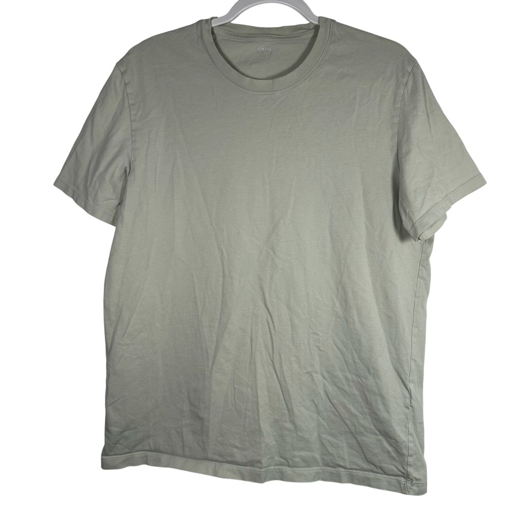 Celio Mens Short Sleeve Crew Neck Cotton‎ T-Shirt Sage Green Size L 8294